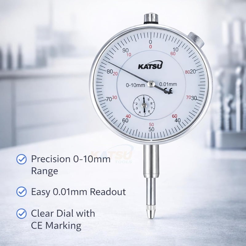 KATSU Tools مؤشر اختبار قرص قياس دقيق DTI 0-10 مم مع قاعدة مغناطيسية 40111963 - Image 3